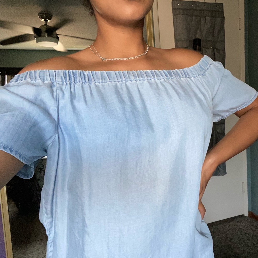 Off the shoulder chambray top